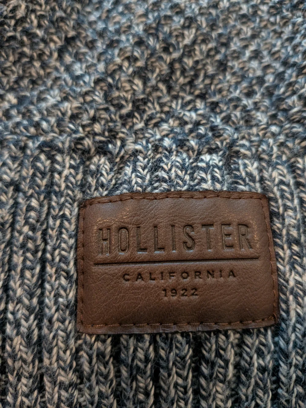 VINTAGE Hollister Men's Hooded Button-Up Knit Jacket - Heather Blue